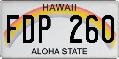 HI license plate FDP260