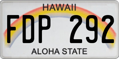 HI license plate FDP292