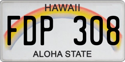 HI license plate FDP308