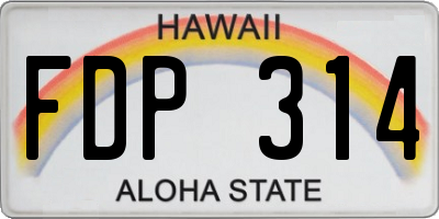 HI license plate FDP314