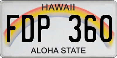HI license plate FDP360