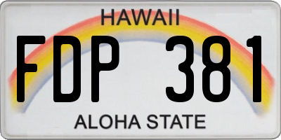 HI license plate FDP381