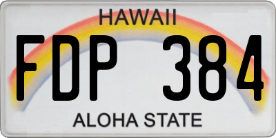 HI license plate FDP384