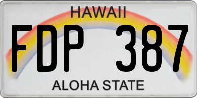 HI license plate FDP387