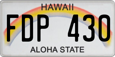 HI license plate FDP430