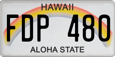 HI license plate FDP480