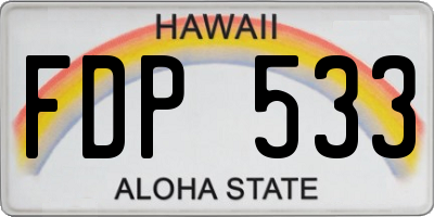 HI license plate FDP533