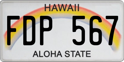 HI license plate FDP567