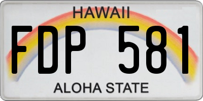 HI license plate FDP581