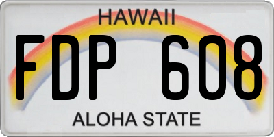 HI license plate FDP608