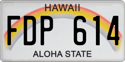 HI license plate FDP614