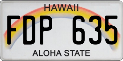 HI license plate FDP635