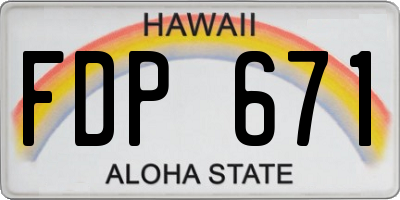 HI license plate FDP671