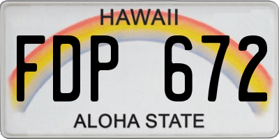 HI license plate FDP672