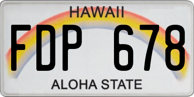 HI license plate FDP678