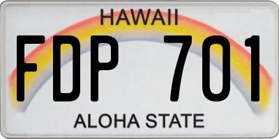 HI license plate FDP701