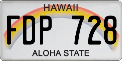 HI license plate FDP728