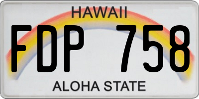 HI license plate FDP758