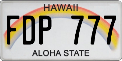 HI license plate FDP777