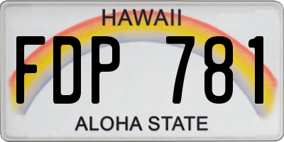 HI license plate FDP781