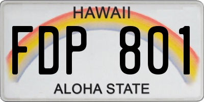 HI license plate FDP801