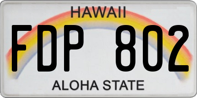 HI license plate FDP802