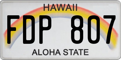 HI license plate FDP807