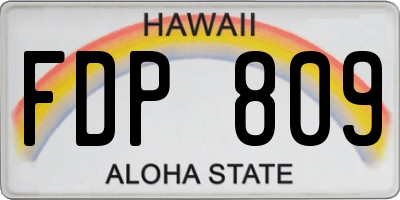 HI license plate FDP809