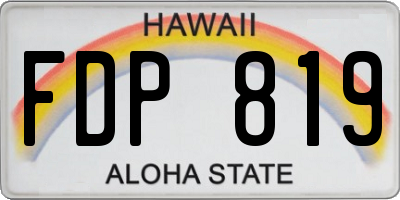 HI license plate FDP819