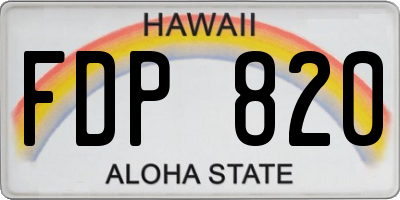 HI license plate FDP820