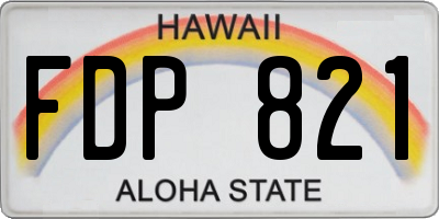 HI license plate FDP821