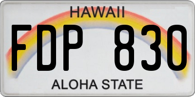HI license plate FDP830