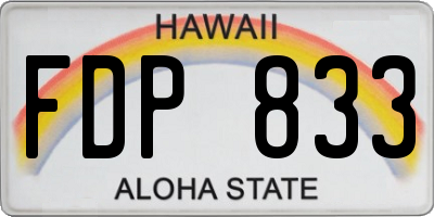HI license plate FDP833