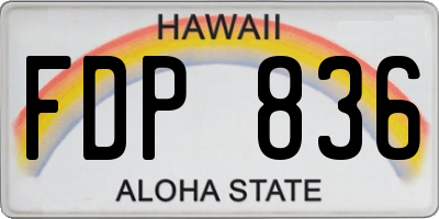 HI license plate FDP836