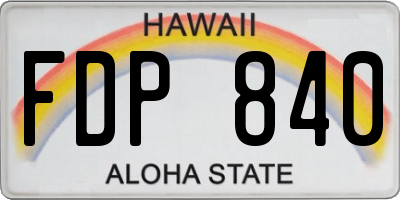 HI license plate FDP840