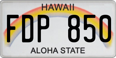 HI license plate FDP850
