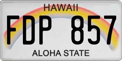 HI license plate FDP857