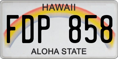 HI license plate FDP858