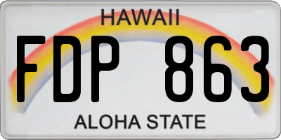 HI license plate FDP863