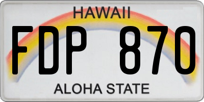 HI license plate FDP870