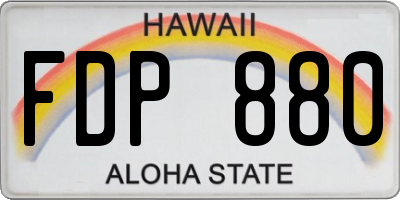 HI license plate FDP880