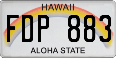 HI license plate FDP883