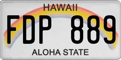 HI license plate FDP889