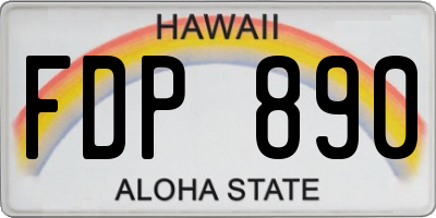 HI license plate FDP890
