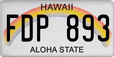HI license plate FDP893
