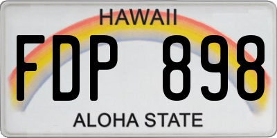 HI license plate FDP898