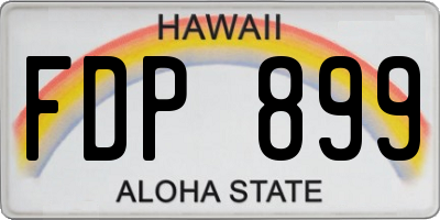 HI license plate FDP899