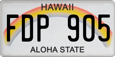 HI license plate FDP905
