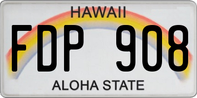 HI license plate FDP908