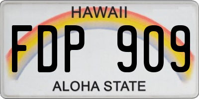 HI license plate FDP909